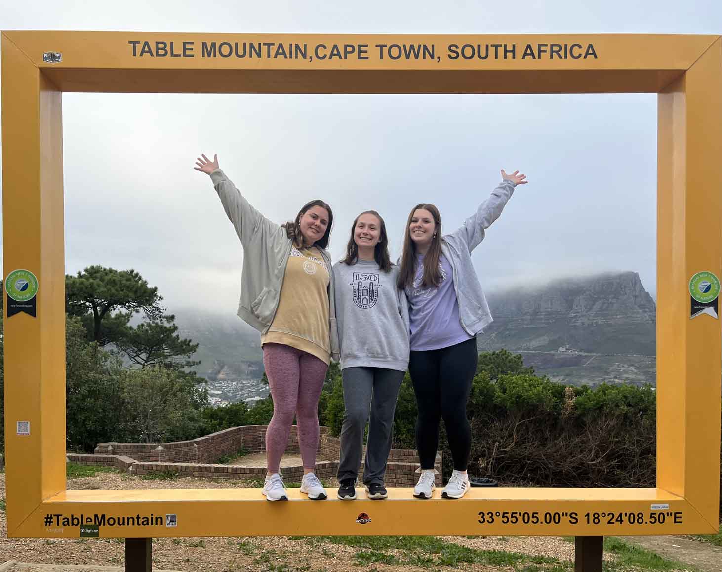Group posing in the Table Mountain square