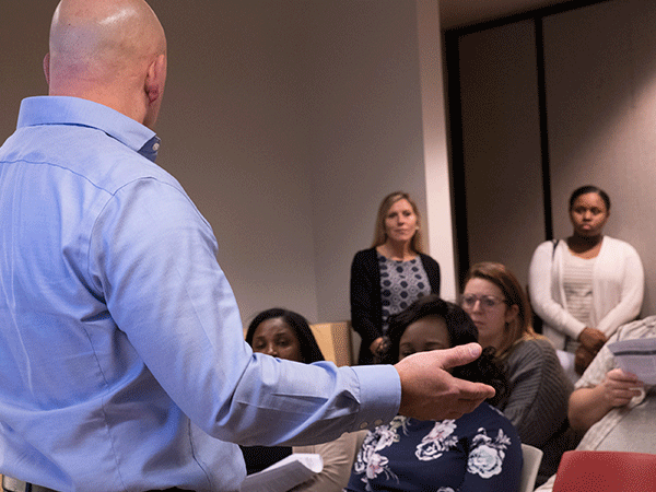 Person speaking to group