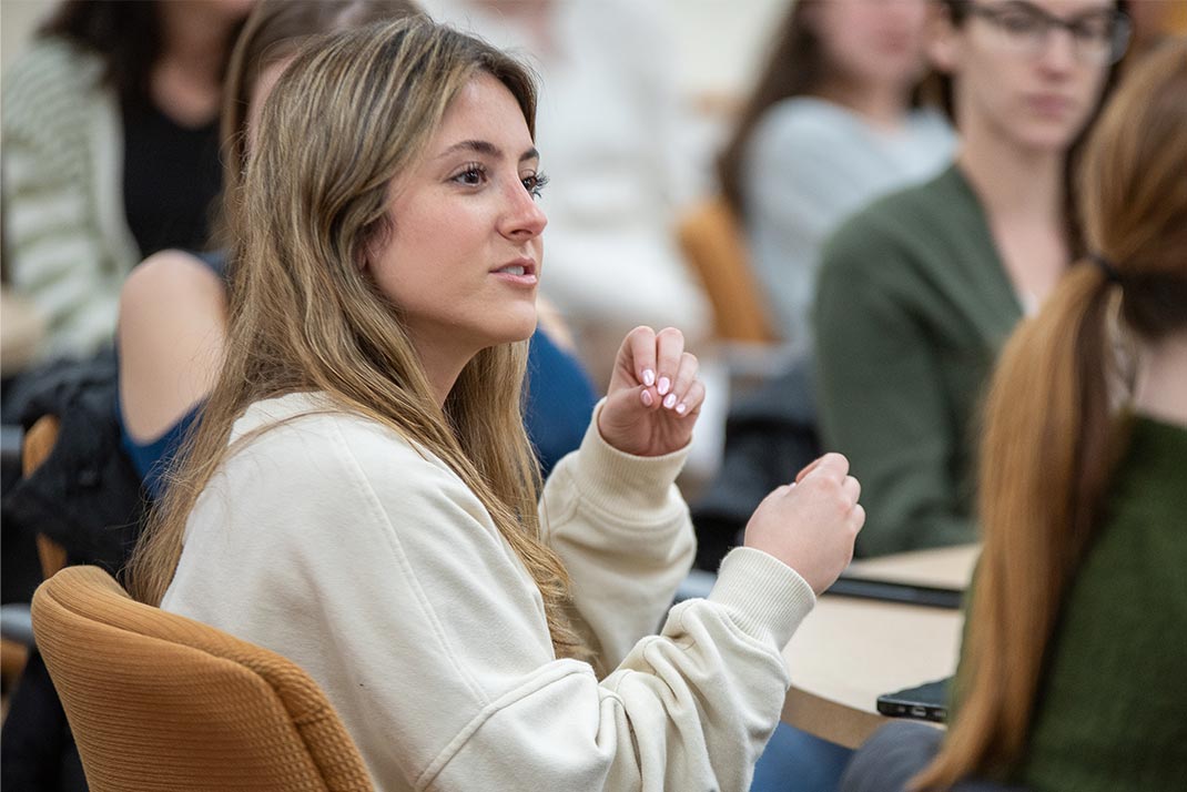 Graduate Student asking a question in class