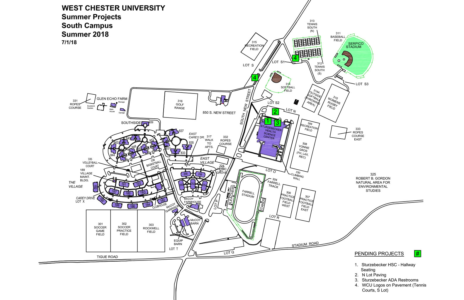West chester university south campus map