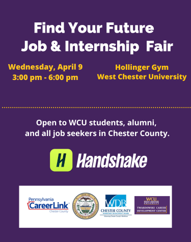 Find Your Future Job & Internship Fair Wednesday April 9th 3:00pm - 6:00pm Hollinger Gym