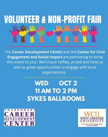Volunteer & Non-Profit Fair - The Career Development Center and the Center for Civic Engagement and Social Impact are partnering to bring this event to you. We'll have raffles, prizes and food as well as great opportunities to engage with local organizations. Wed Oct 2, 11am to 2pm Sykes Ballroom.