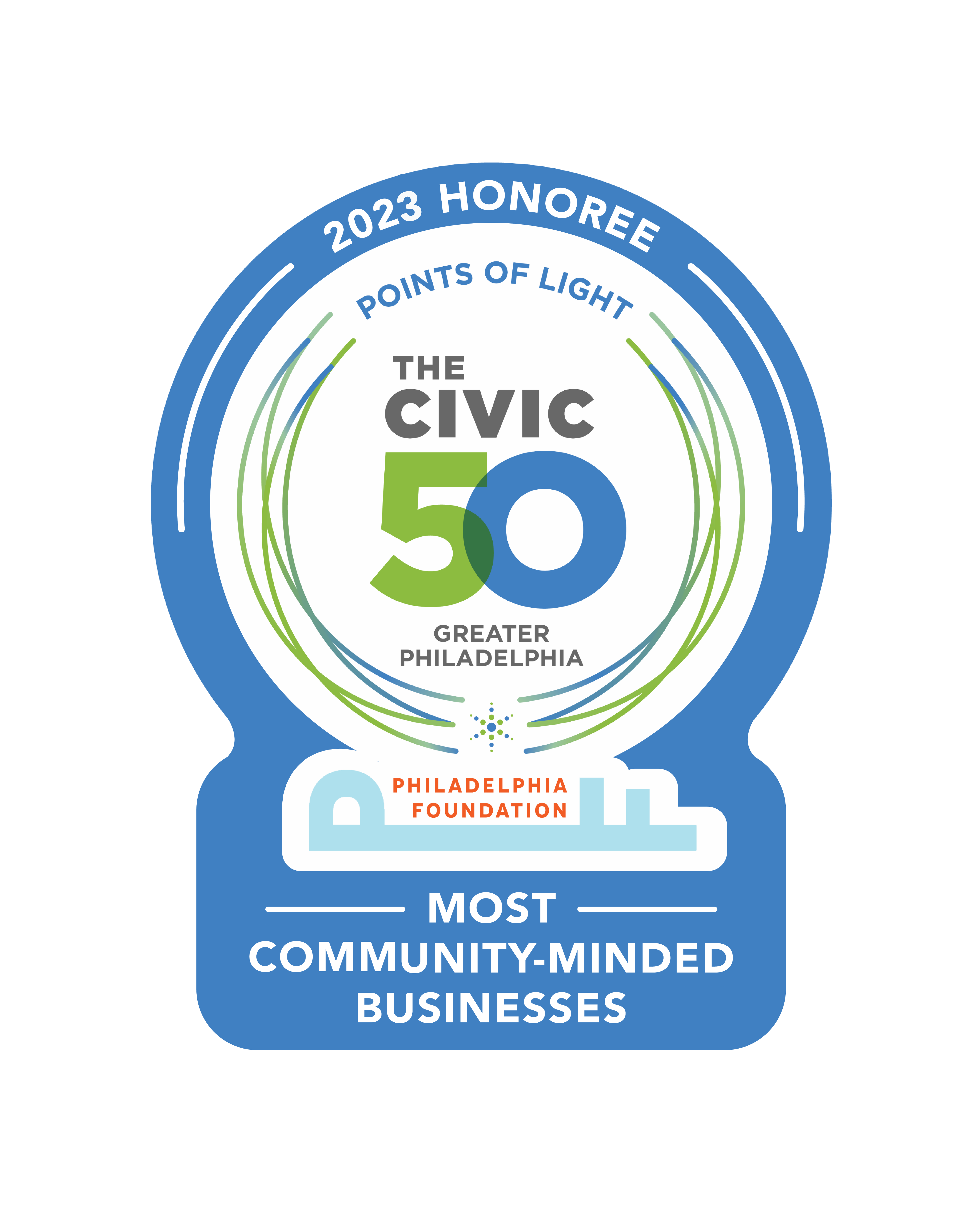 2023 Honoree Points of Light. The Civic 50 Greater Philadelphia, Philadelphia Foundation. Most Community-Minded Business