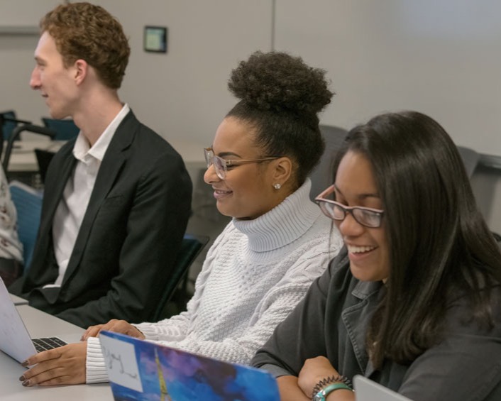 Graduate students in a classroom