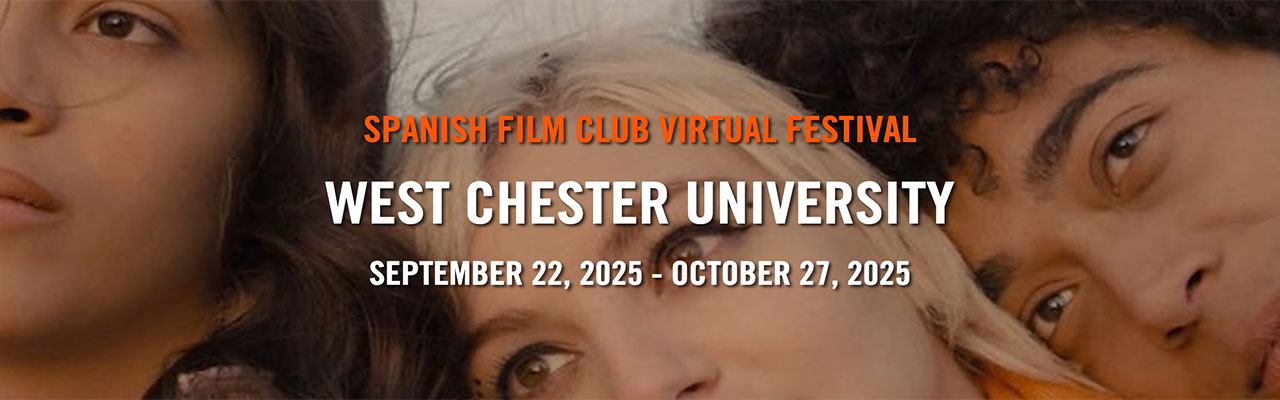 Film Festival Banner Banner for Global Hispanic Film Festival West Chester University with 3 youth looking at the sky