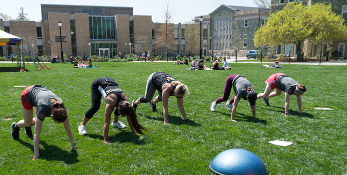 Exercising on the Quad at West Chester University