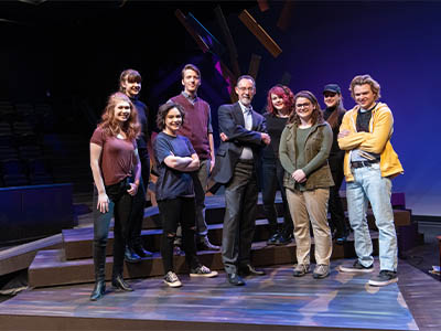 Cast of Local Girls with WCU President Christopher Fiorentino