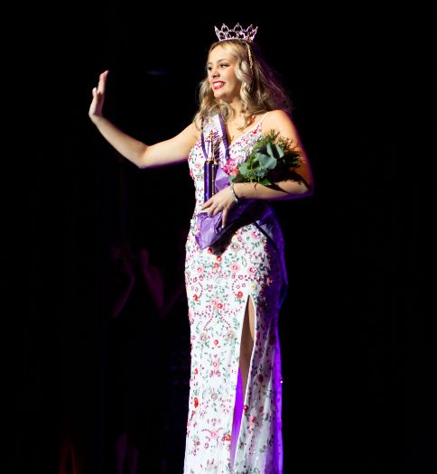 Miss West Chester University 2023 Madelyn Rowan, an international business and supply chain management dual major from Lake Wynonah, PA, is pictured following her win during this year’s competition on campus. 