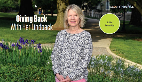 Faculty Profile. Giving Back with her Lindback. Julie Tennille