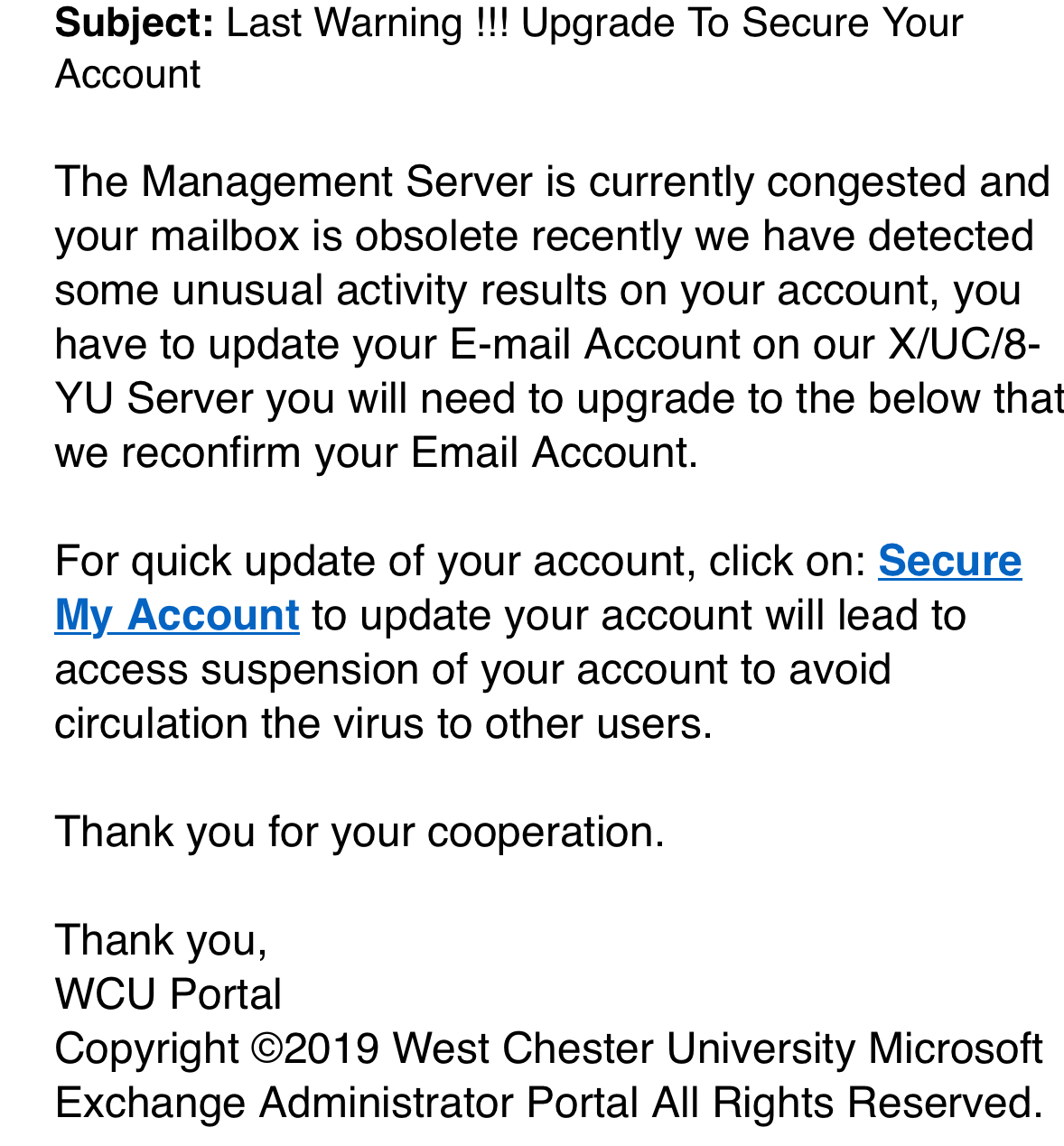 Is T Email Notice Notices West Chester University