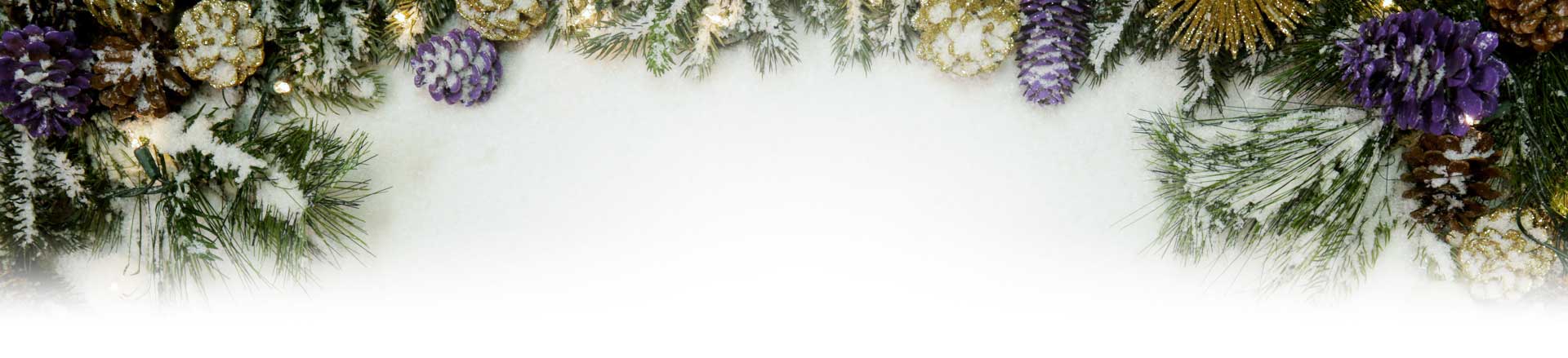 decorative header with christmas decorations