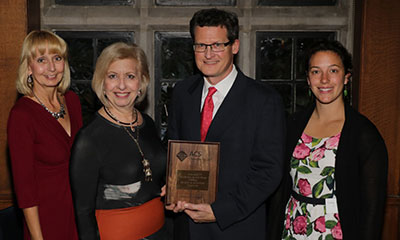 Left to right: Melissa B. Cichowicz, Deborah Cook (Chair of the Philadelphia Section of the ACS), Kurt Kolasinski, and Elizabeth Wagoner (Chair-Elect)
