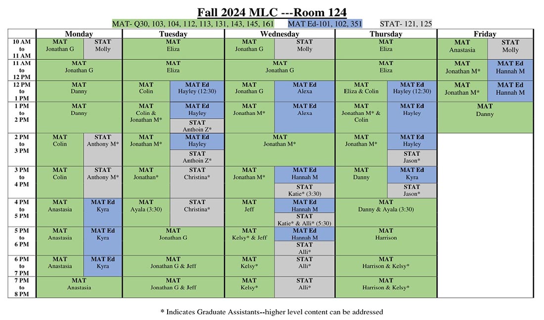 MLC Schedule Fall 2024