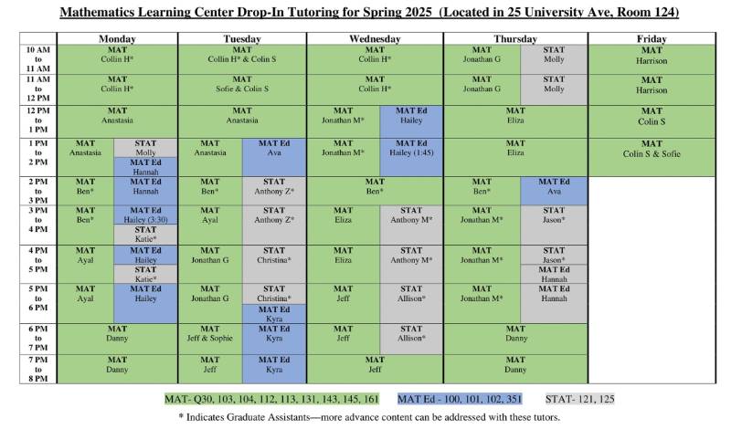 MLC Schedule Spring 2025