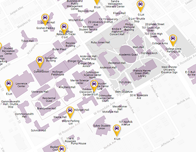 Map Of West Chester University Campus Parking and Permits   West Chester University
